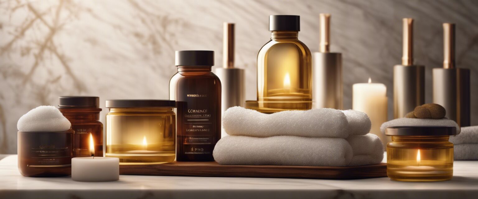 Collection of luxurious spa products