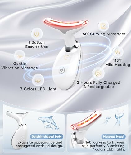 Electric face massager with LED light and heating features.