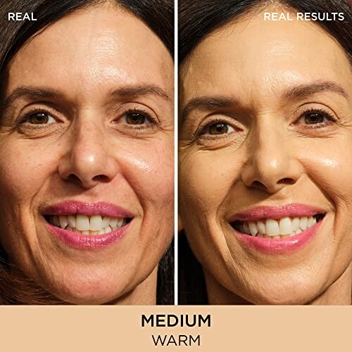 Before and after makeup comparison showing real results.