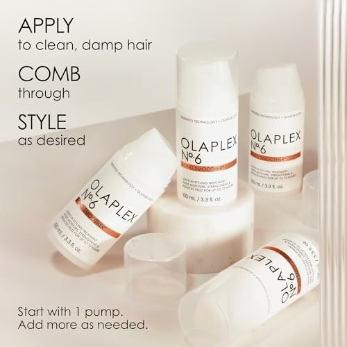 Olaplex hair products with usage instructions.