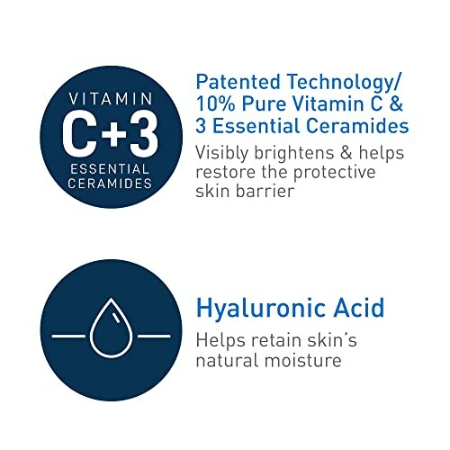 Vitamin C and ceramides skincare benefits diagram.